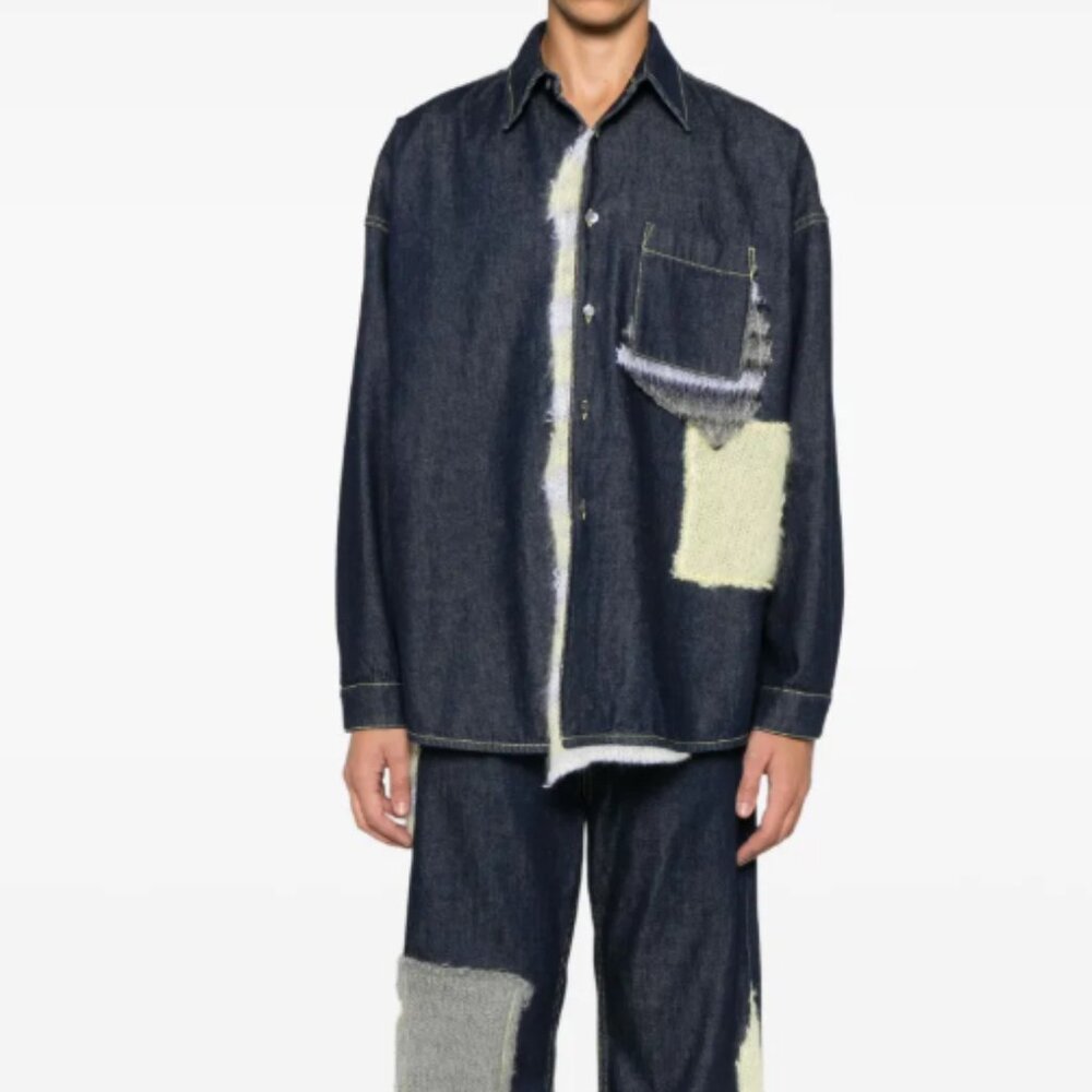 BNWT AW24 MARNI WOOL MOHAIR PATCHED BULL DENIM SHIRT 46 & 50